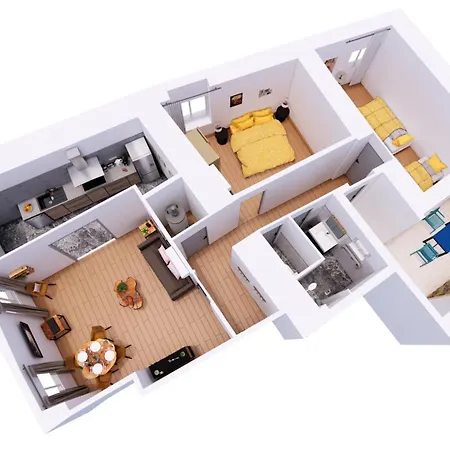 3 Pieces, Climatise, Calme, 100m Du Centre, Parking, 